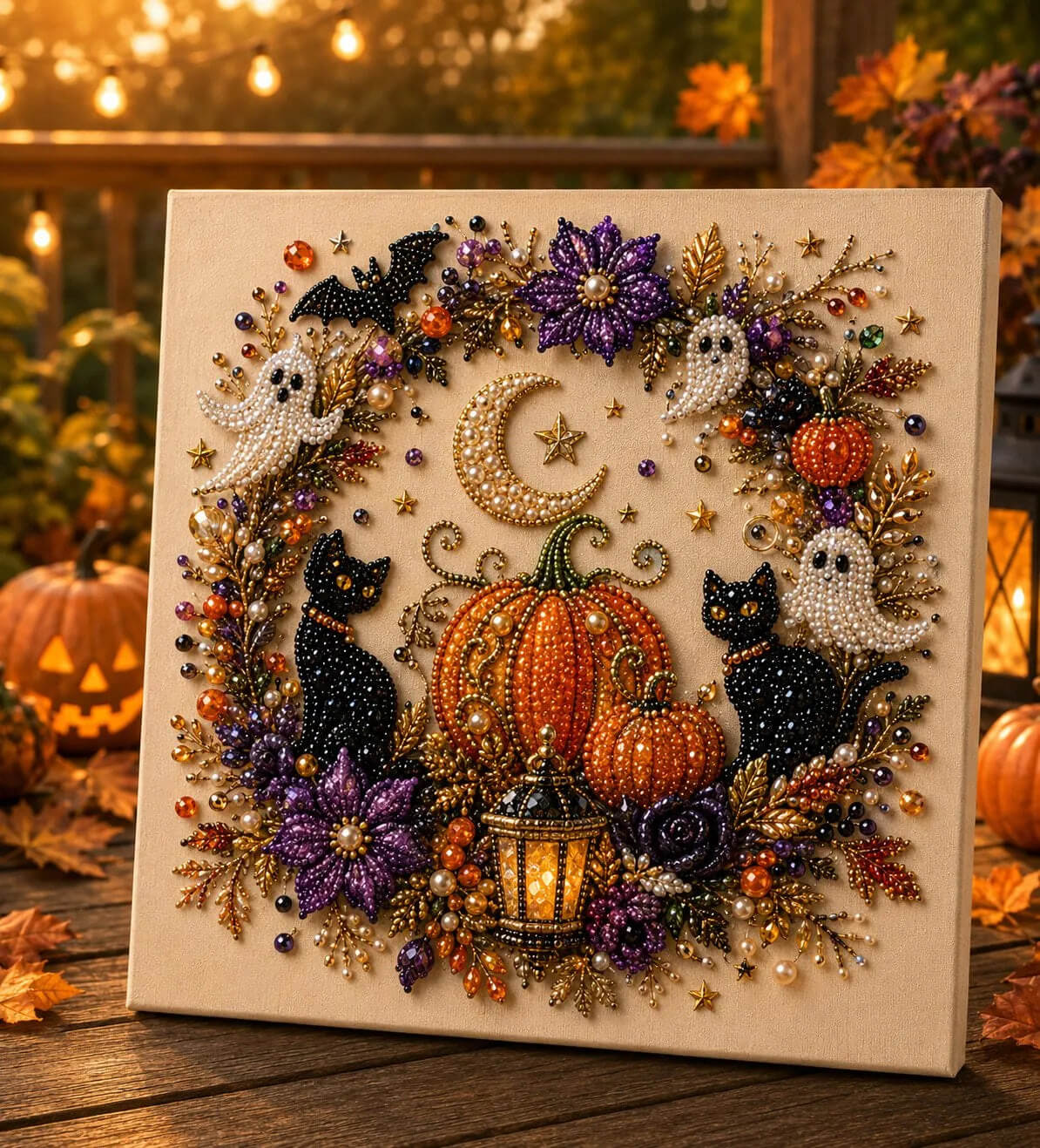 👻✨Halloween Pearl Art DIY Kit | Cute Spooky 3D Mosaic Wall Decor, Stress Relief Craft Gift for All Ages