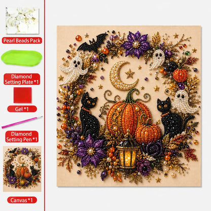 👻✨Halloween Pearl Art DIY Kit | Cute Spooky 3D Mosaic Wall Decor, Stress Relief Craft Gift for All Ages
