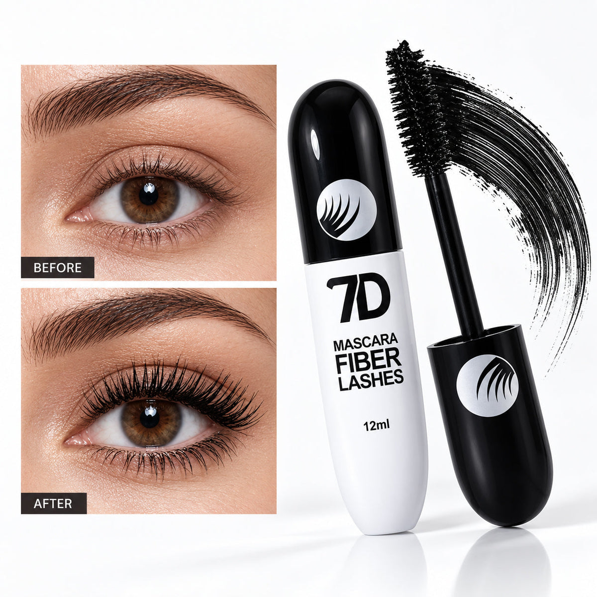 7D Silk Fiber Black Lengthening Mascara - Adult Beauty Makeup