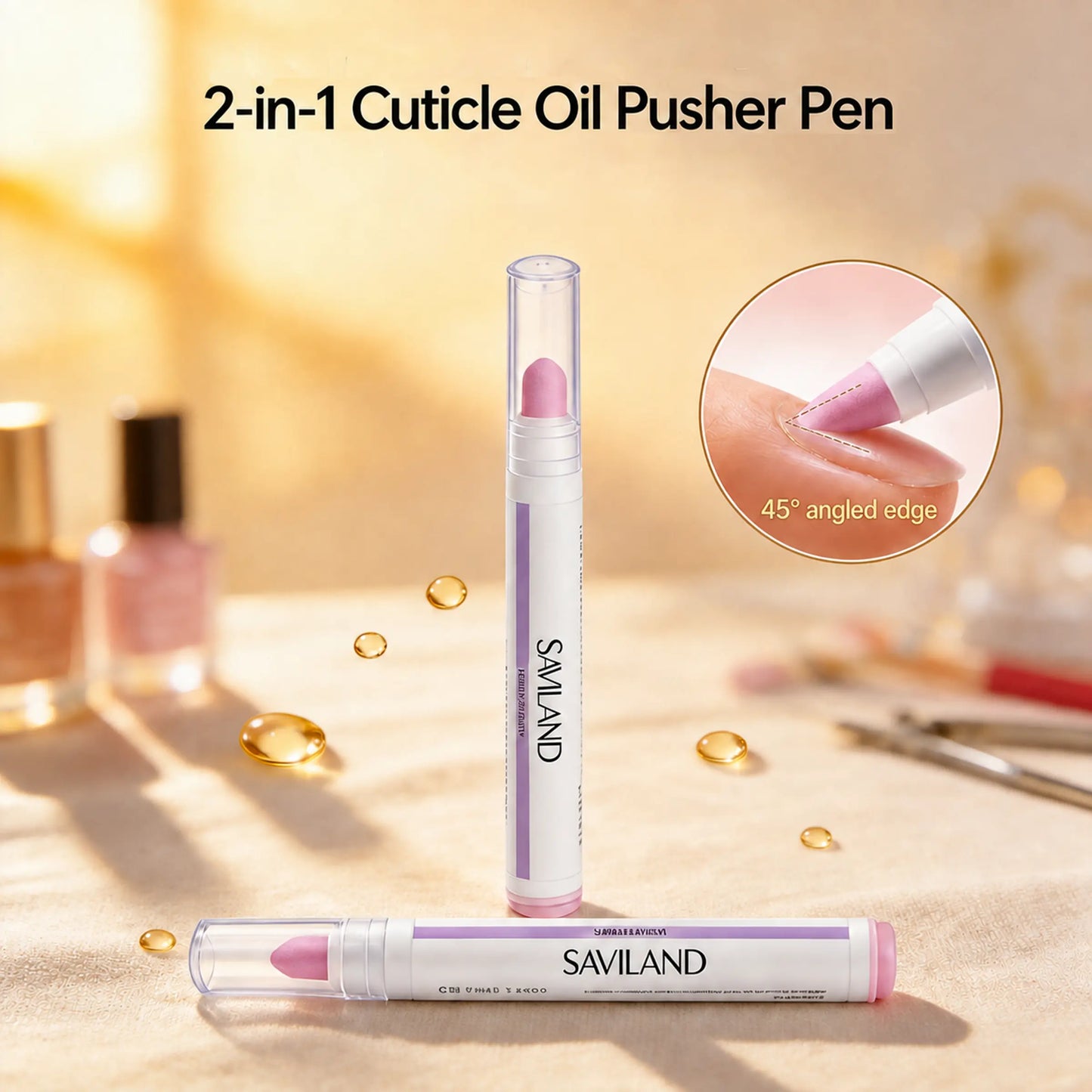 2-in-1 Cuticle Care Pen – 45° Ceramic Tip + Hydrating Oil for All Nail Types