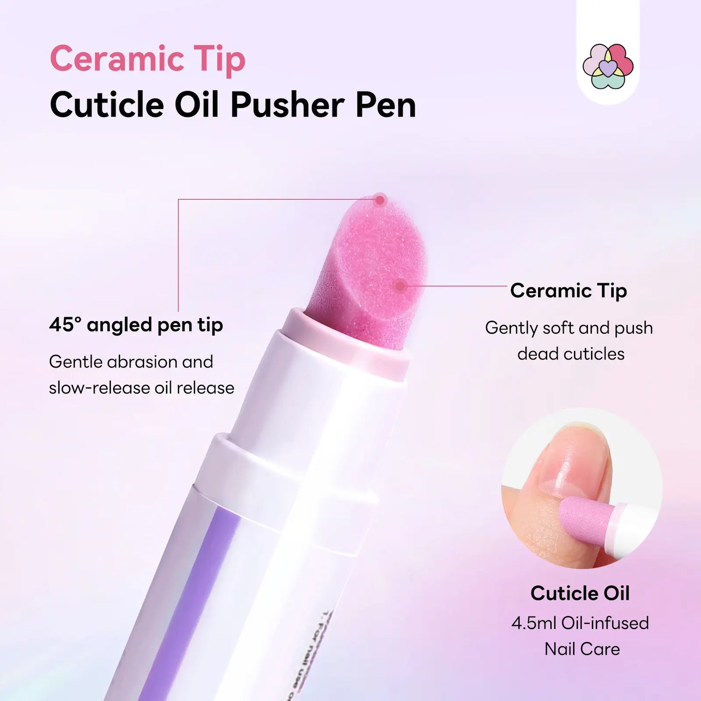 2-in-1 Cuticle Care Pen – 45° Ceramic Tip + Hydrating Oil for All Nail Types