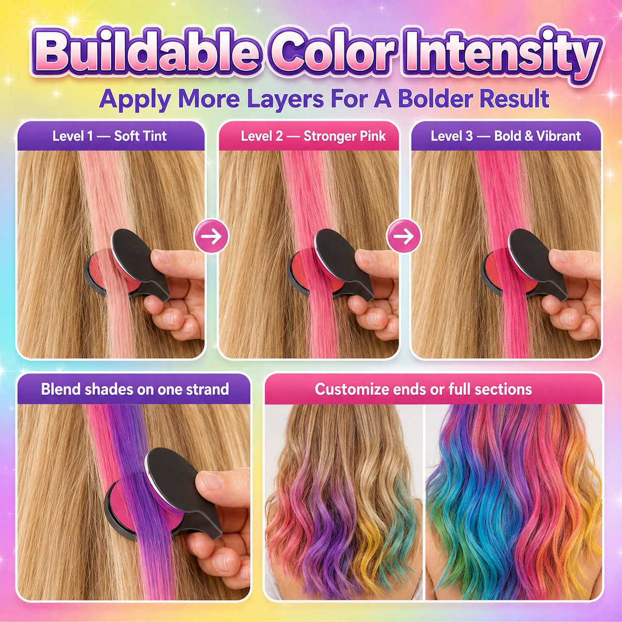 🔥Last Day 46% OFF - 🌈12-Color Temporary Hair Chalk Applicator Set