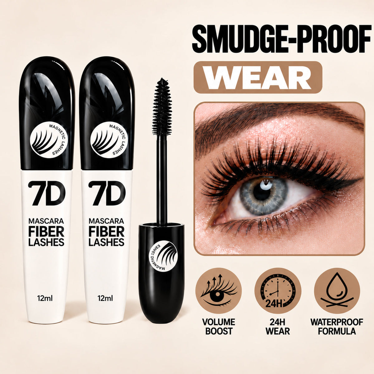 7D Silk Fiber Black Lengthening Mascara - Adult Beauty Makeup