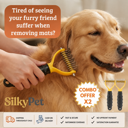🐾Double-Sided Pet Grooming Brush – Hurtless Shedding & Dematting Undercoat Rake for Dogs and Cats