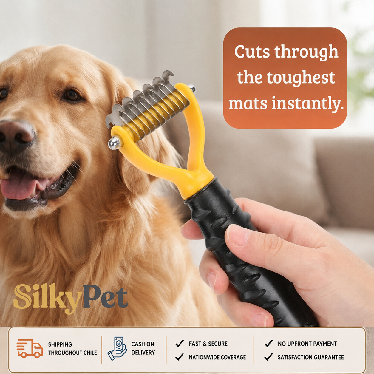 🐾Double-Sided Pet Grooming Brush – Hurtless Shedding & Dematting Undercoat Rake for Dogs and Cats