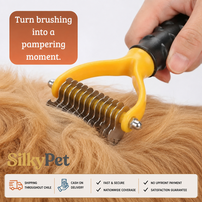 🐾Double-Sided Pet Grooming Brush – Hurtless Shedding & Dematting Undercoat Rake for Dogs and Cats