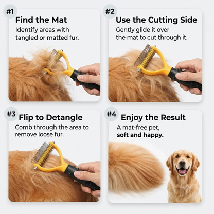 🐾Double-Sided Pet Grooming Brush – Hurtless Shedding & Dematting Undercoat Rake for Dogs and Cats