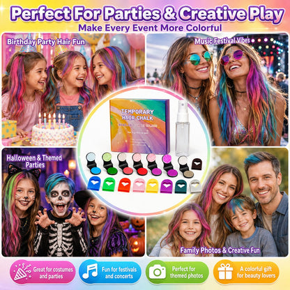 🔥Last Day 46% OFF - 🌈12-Color Temporary Hair Chalk Applicator Set