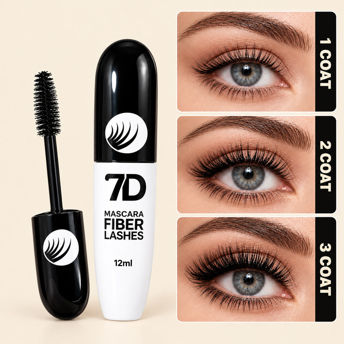 7D Silk Fiber Black Lengthening Mascara - Adult Beauty Makeup