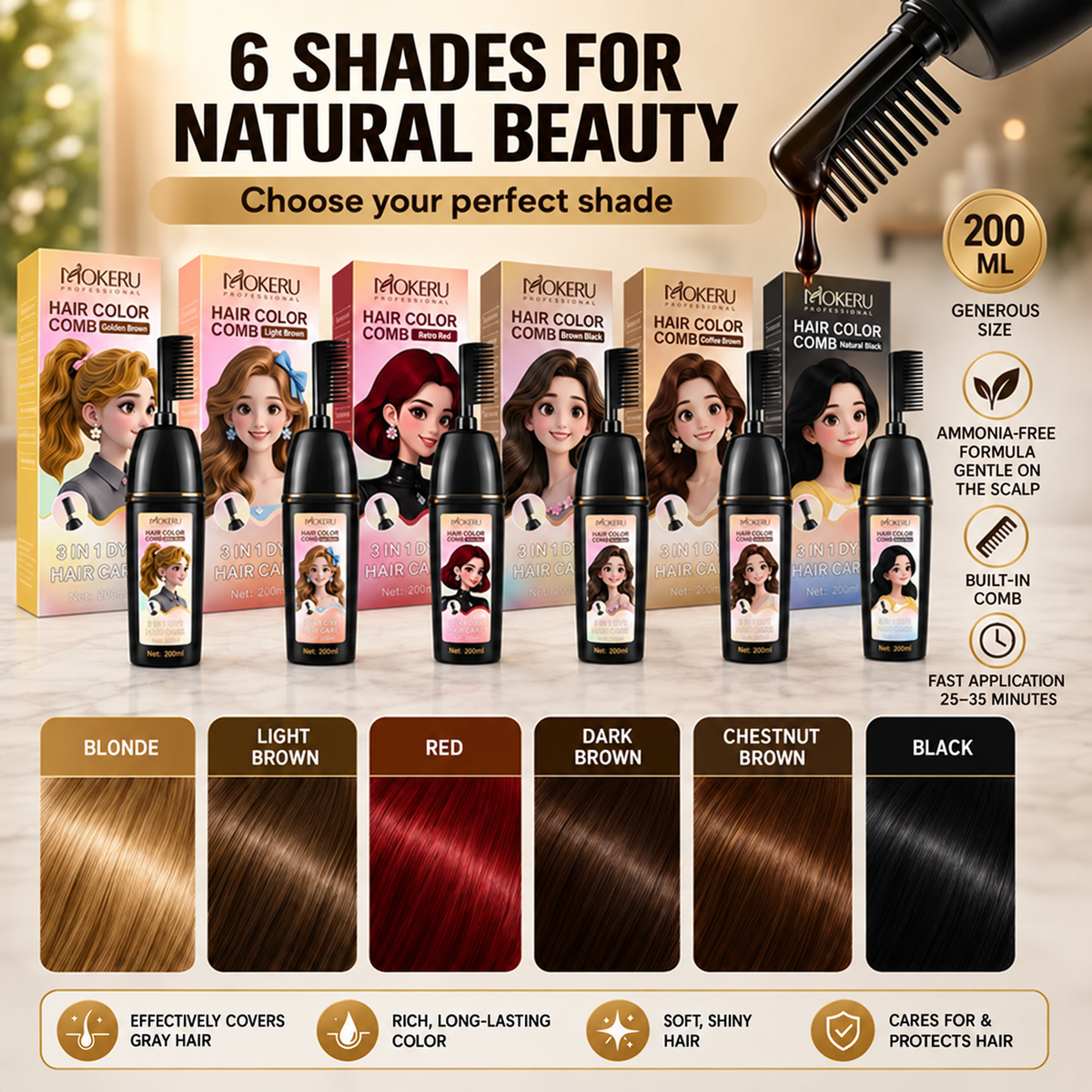 3-in-1 Hair Dye Comb HerbaColor™