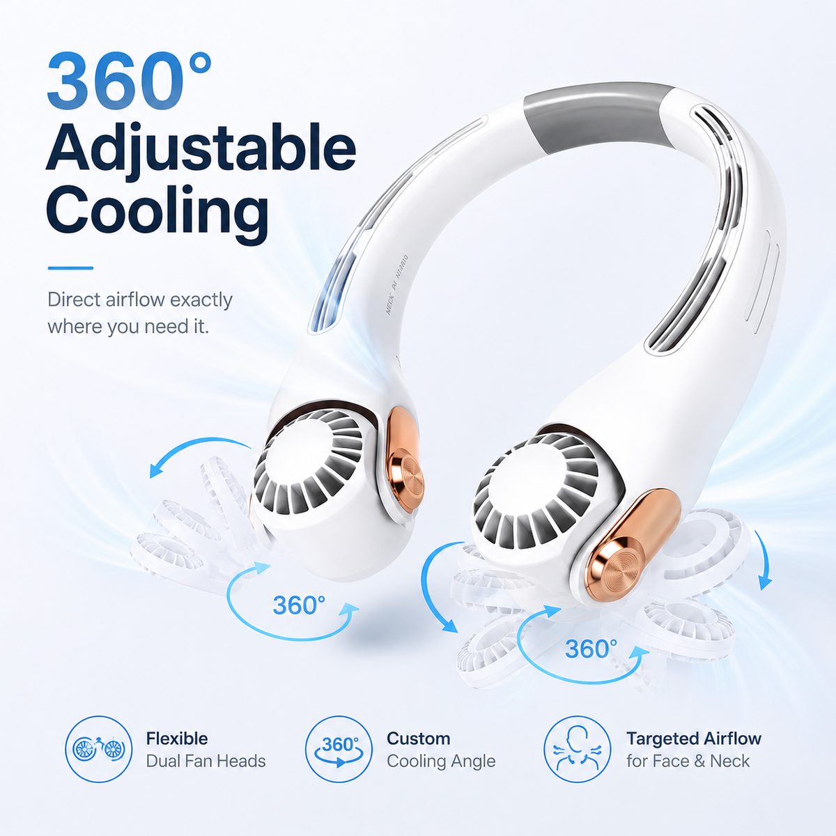2026 Upgraded Neck Cooling Fan – Hands-Free, Ultra-Quiet & 360° Adjustable