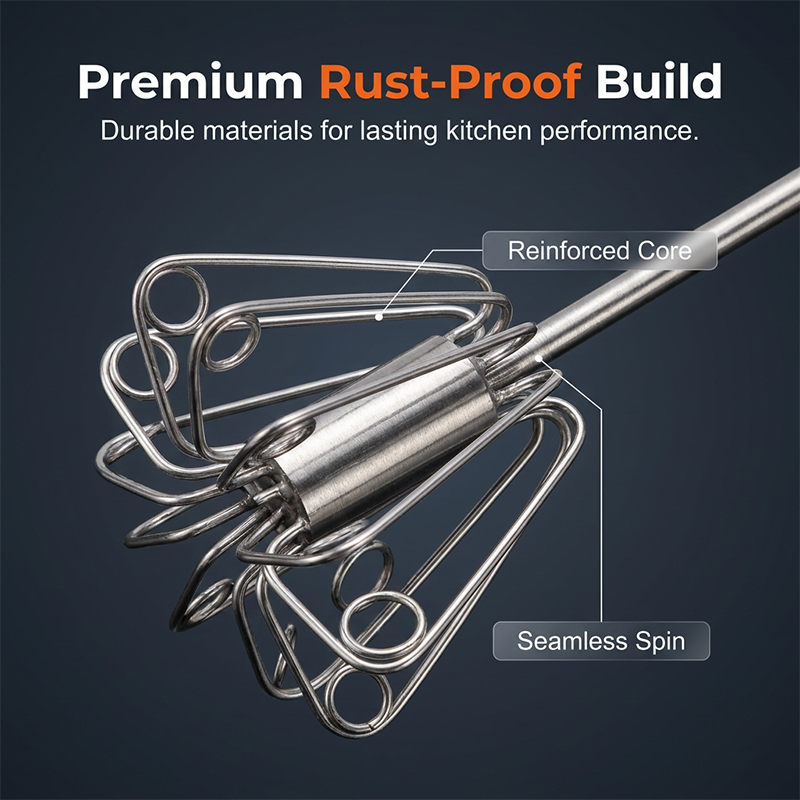 🍰⚡ Semi-automatic stainless steel hand whisk –🥄 Push-button design that creates perfect foam in minutes 🥛