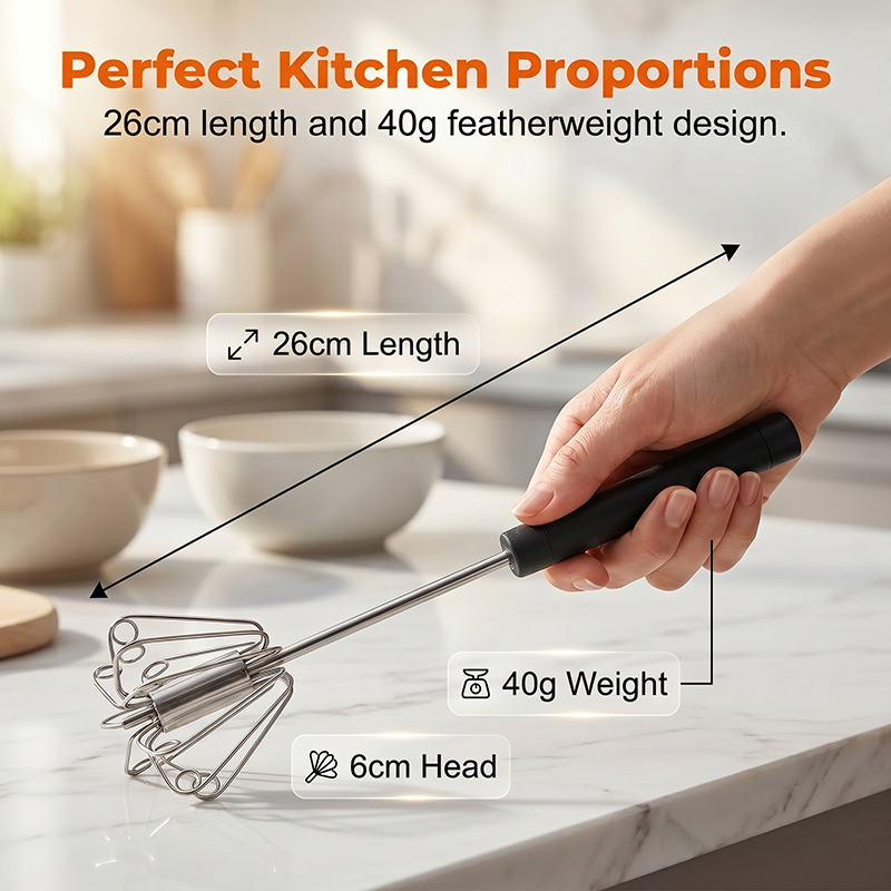 🍰⚡ Semi-automatic stainless steel hand whisk –🥄 Push-button design that creates perfect foam in minutes 🥛