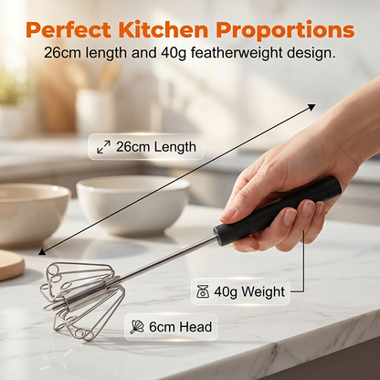 🍰⚡ Semi-automatic stainless steel hand whisk –🥄 Push-button design that creates perfect foam in minutes 🥛