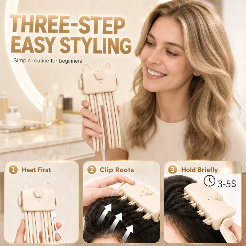 🔥 50% OFF | Cordless Heated Hair Root Volumizing Clip – Portable Styling Tool for Fine and Soft Hair